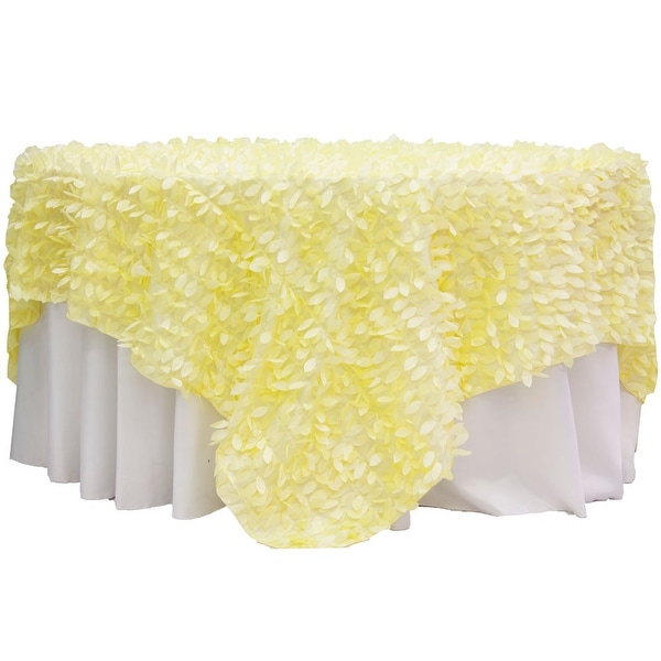 Leaf Petal Taffeta Table Overlay Topper 90"x90" Square - Yellow