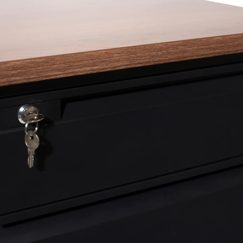 Commercial Right Side Single Pedestal Desk with 3 Locking Drawers