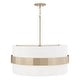 preview thumbnail 4 of 2, Sutton 4-light Soft Gold Large Drum Pendant w/ White Fabric Shade & Frosted Glass Diffuser