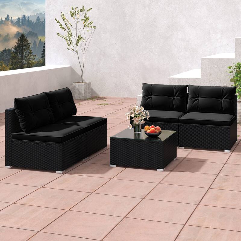 Stylish 5-Piece Outdoor Seating Set with Cushions and Table