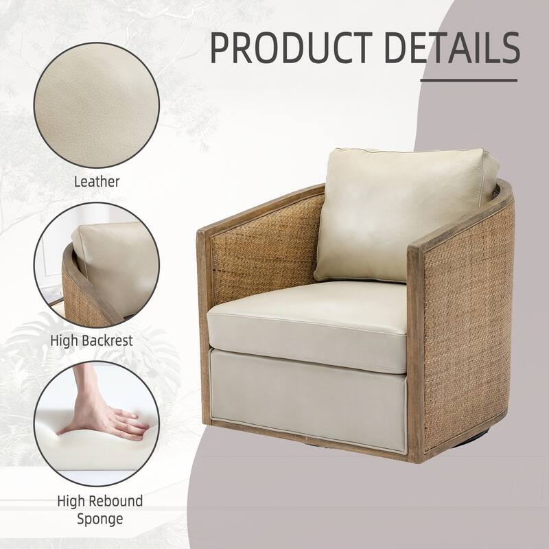 Swivel Barrel Chair, Comfy Round Accent Sofa Chair