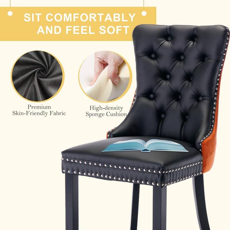 Modern Tufted Velvet Upholstered Nailhead Dining Chair Set of 6