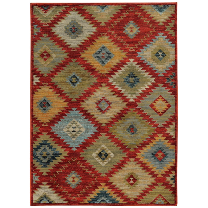 Style Haven Sierra Southwest Tribal Area Rug - 9'10" x 12'10" - Red/Multi - Rectangle