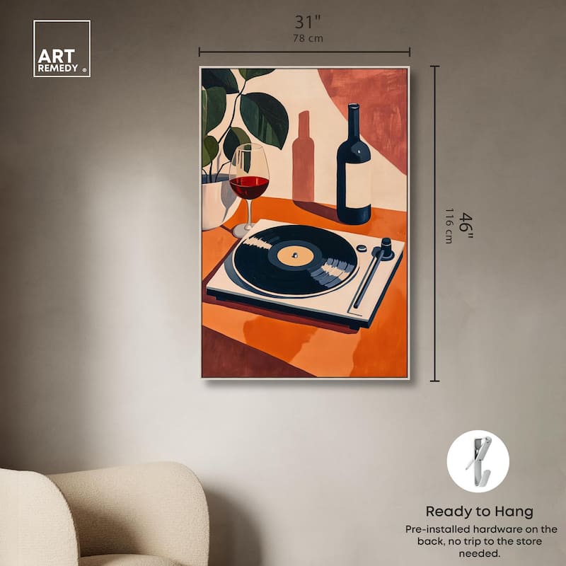 Vinyl and Wine Canvas by Art Remedy
