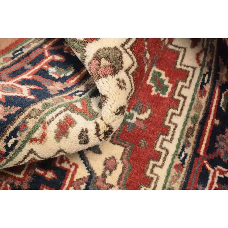 Hand Knotted Oriental 100% Wool Carpet Traditional Medallion Oranges & Rust Heriz (serapi) Area Rug - 5' 3'' X 2' 10''