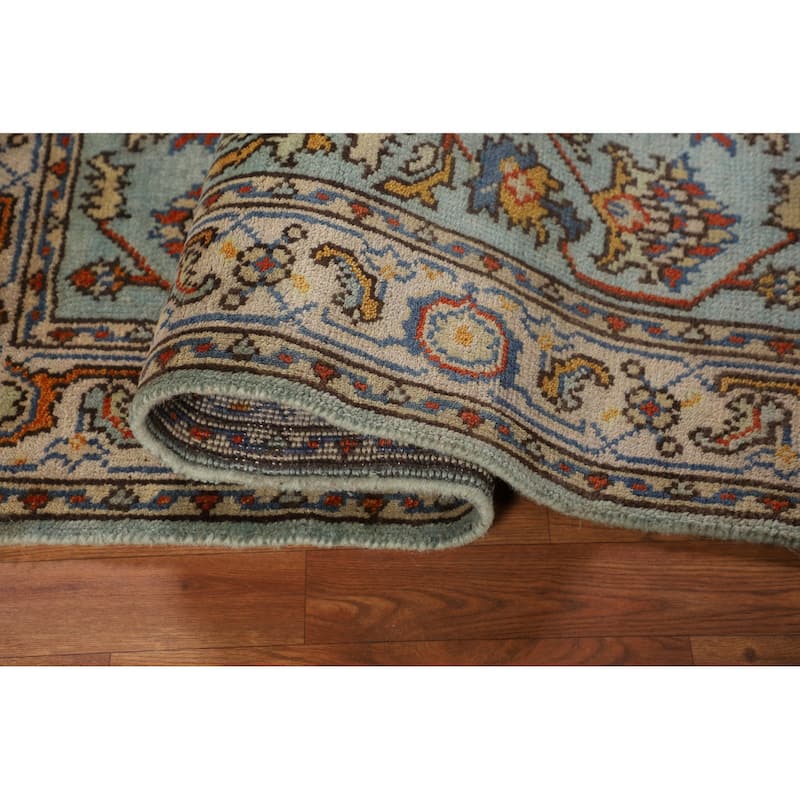 Blue Oushak Oriental Foyer Rug Hand-Knotted Wool Carpet - 4'0"x 6'0"