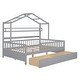preview thumbnail 4 of 33, Wooden Full Size House Bed with 2 Drawers,Kids Bed with Storage Shelf, Gray