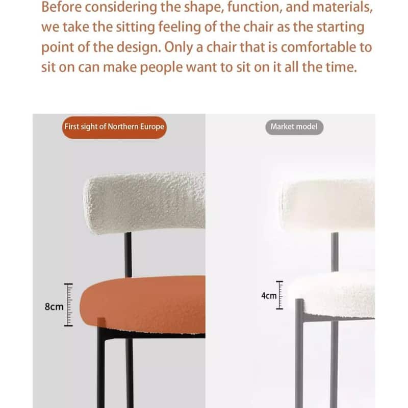 2PCs Upholstered Sherpa Modern Dining Chairs for Kitchen, Dining Room