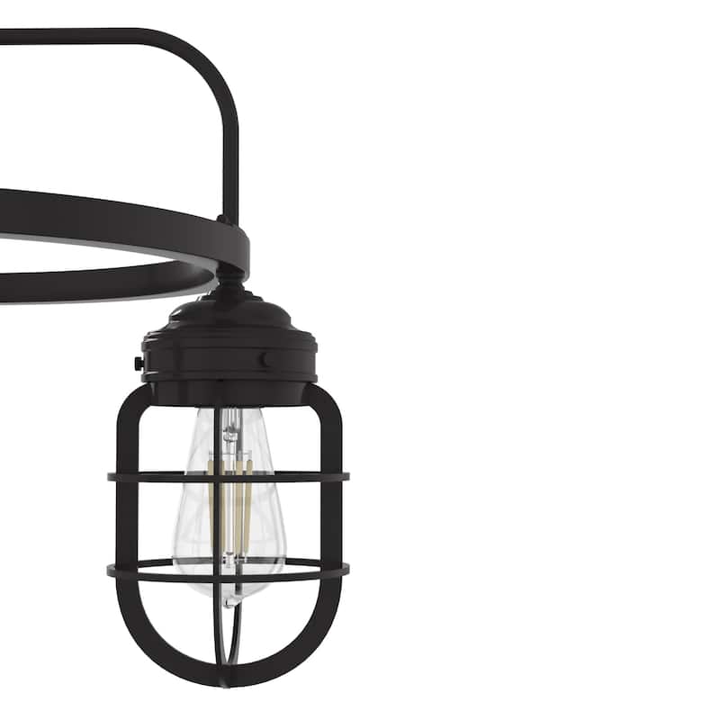 Hunter Starklake 3-Light Chandelier - Kitchen Island, Dining Room, Entry - Industrial, Wheel, Caged, Rustic
