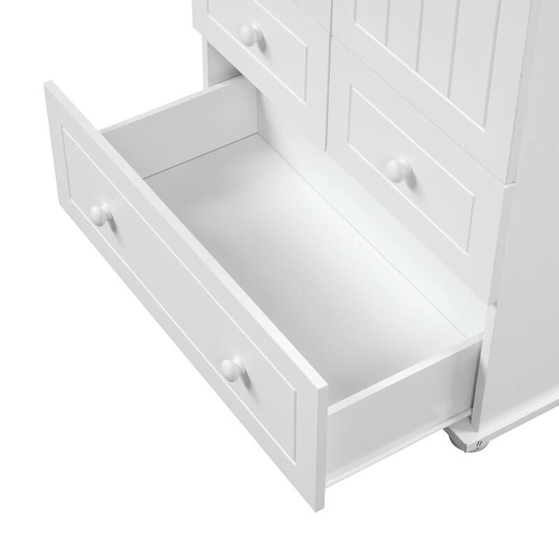 Versatile Freestanding Vertical Stripe Storage Cabinet with Cnclosed 2 Doors Cabinet, 3 Drawers and Adjustable Shelf