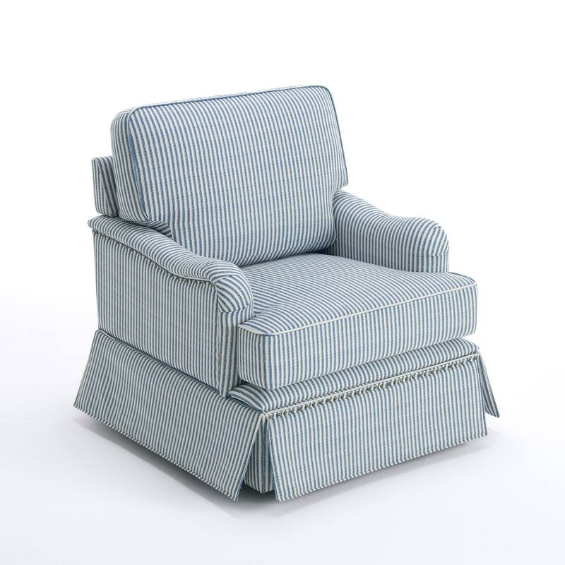 Set of 2 Chenille Swivel Accent Chair with Nailhead Trim Skirt