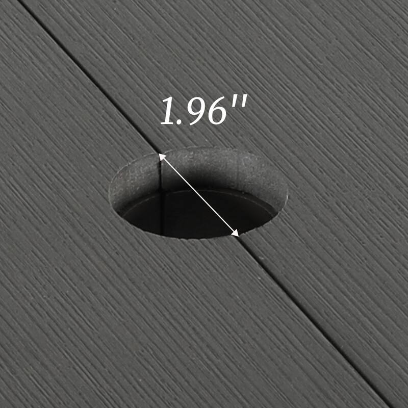 An Outdoor Dining Table Made Of Aluminum Alloy And HDPS With a 1.96-inch Umbrella Hole - 35.5" W x 70" L x 29.5" H