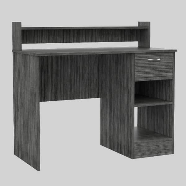 slide 2 of 7, Stylish 40-Inch Computer Desk with Drawer, Open Storage, and Hutch Design Grey