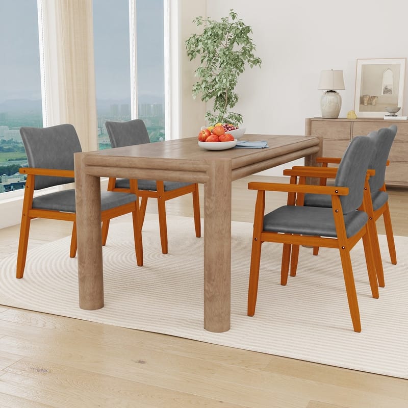 Walnut Upholstered Dining Chairs Solid Wood Arm Chair