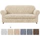 Subrtex 2-Piece Stretch Sofa Couch Cover Jacquard Damask Slipcover - Linen