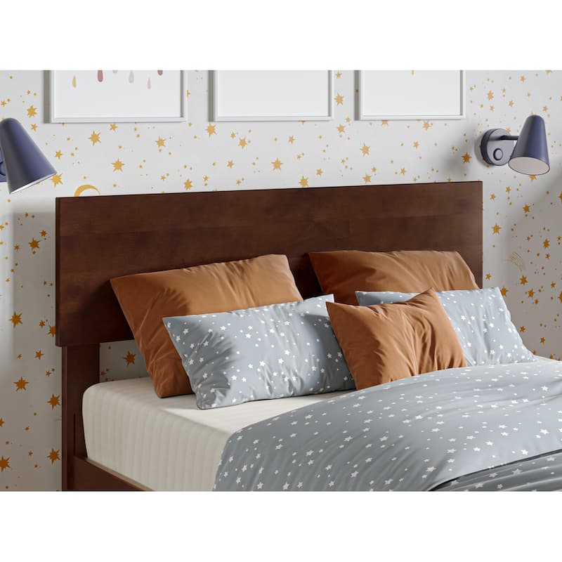 Renaissance Romance Twin Platform Bed with Trundle - USB Charging, Adjustable Headboard, Walnut Finish