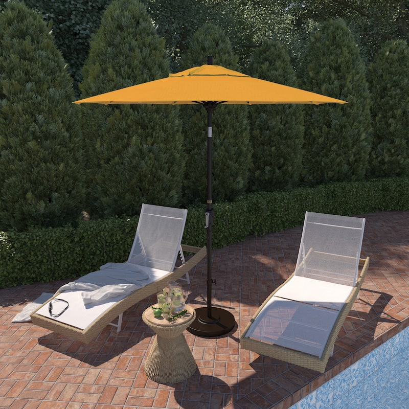 California Umbrella 7.5' Rd. Aluminum Patio Umbrella, Crank Lift with Push Button Tilt, Bronze Finish, Pacifica Fabric - Yellow