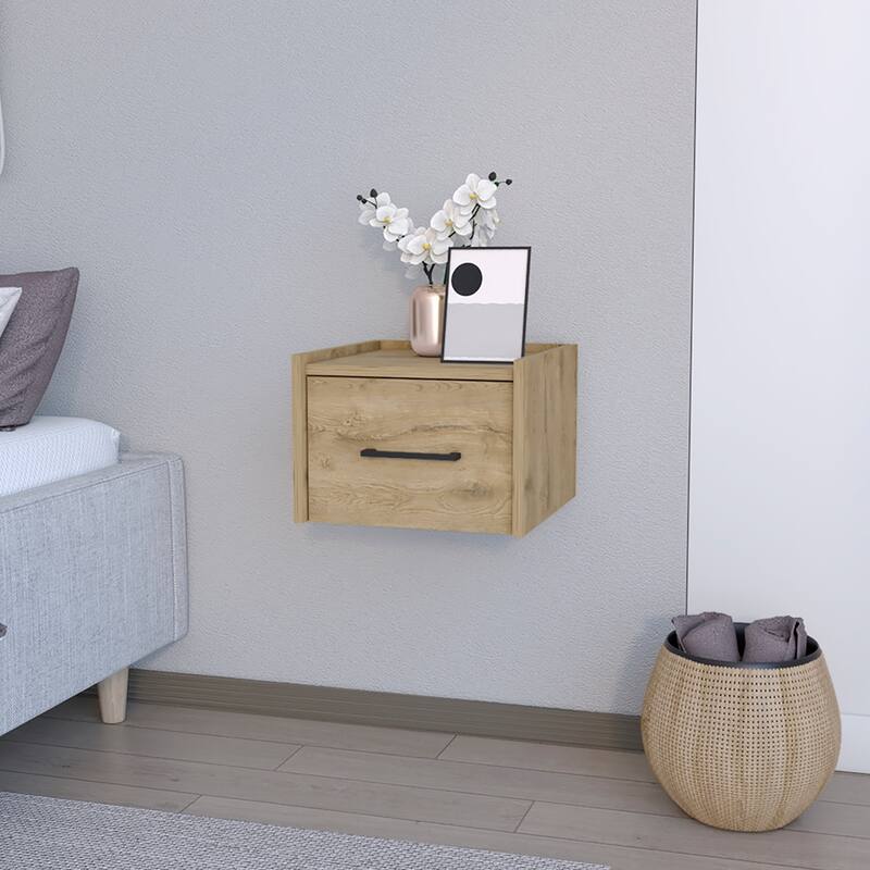 Wall-Mounted Floating Nightstand with Roomy Drawer