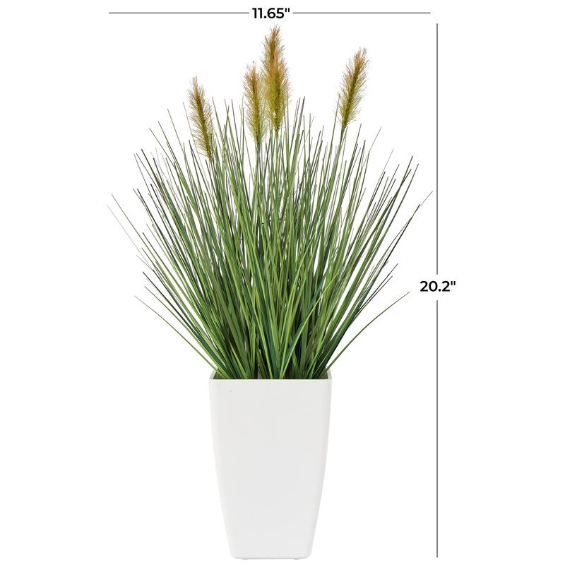 Green Faux Foliage Onion Grass Artificial Plant with Black or White Plastic Pot Options