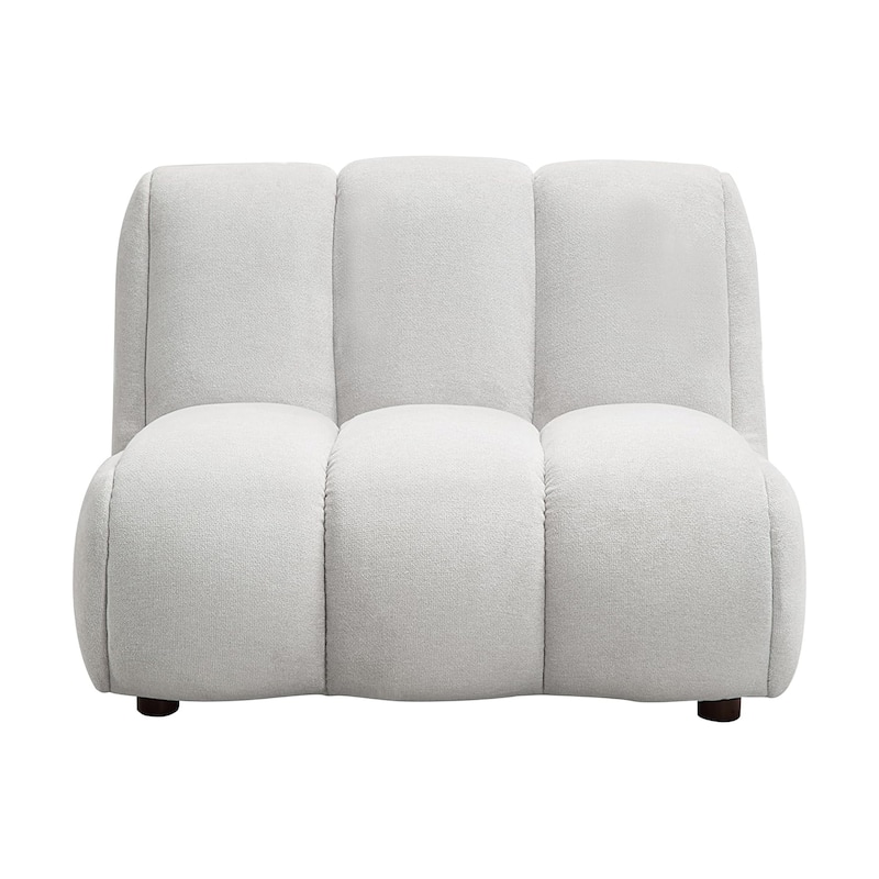 Linen and Wood Accent Chair with Armless in Ivory White - Ivory White