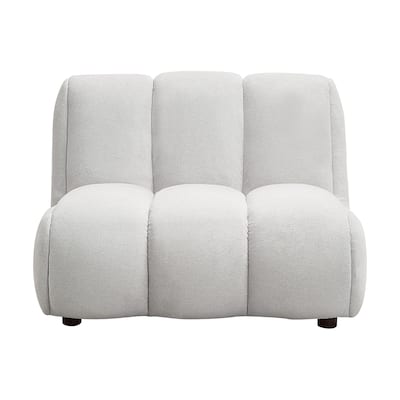 Linen and Wood Accent Chair with Armless in Ivory White