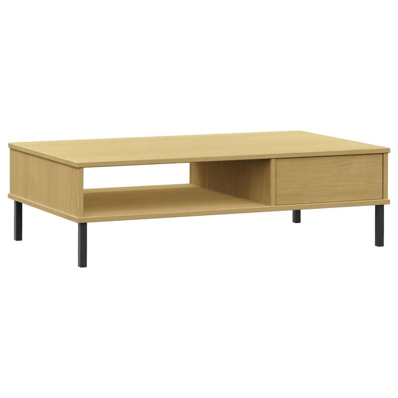 vidaXL Coffee Table Accent Side Sofa End Table with Metal Legs Solid Wood OSLO - 39.4" x 21.7" x 11.4"