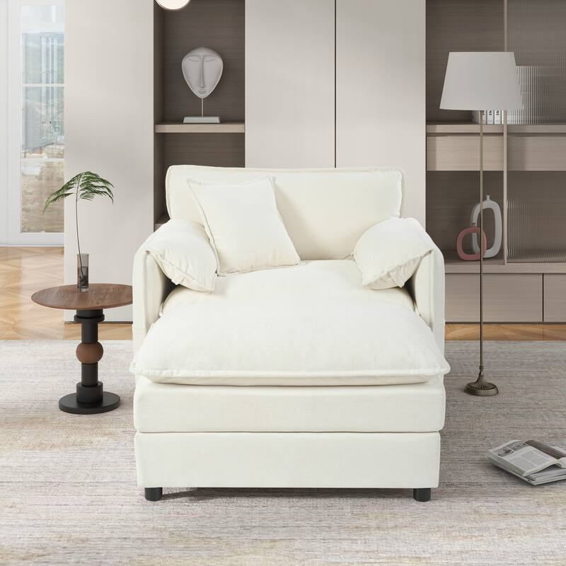 Chair with Movable Ottoman for Living Room or Bedroom