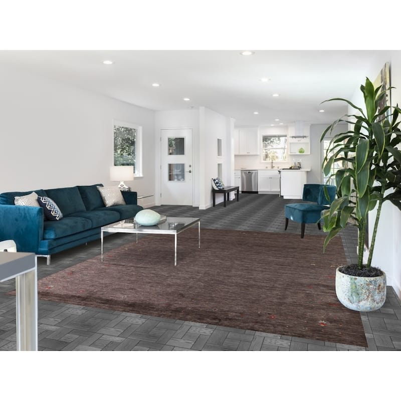 Hand Knotted Oriental 100% Wool Carpet Tribal Tribal Brown Gabbeh Area Rug - 9' 11'' X 7' 11''