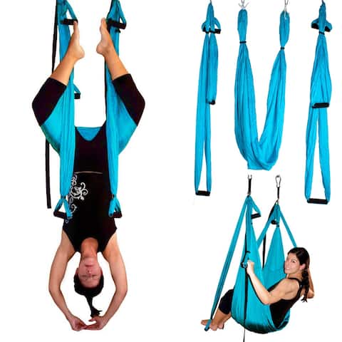 Image Yoga Swing Inversion Sling Trapeze Yoga Hammock Flying Antigravity Blue - SIZE