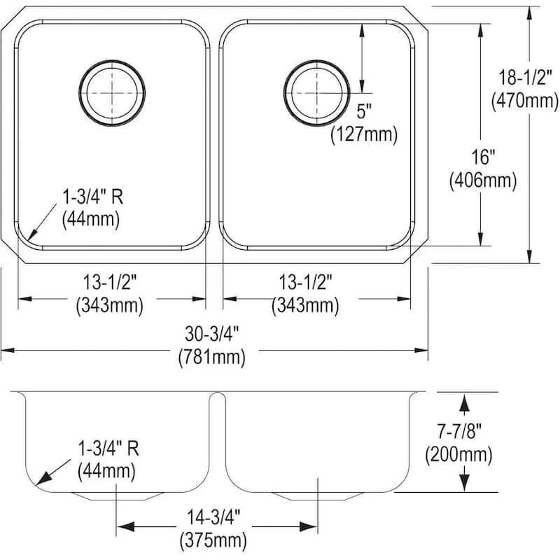 Elkay Lustertone 30-3/4" Undermount Double Basin Stainless Steel