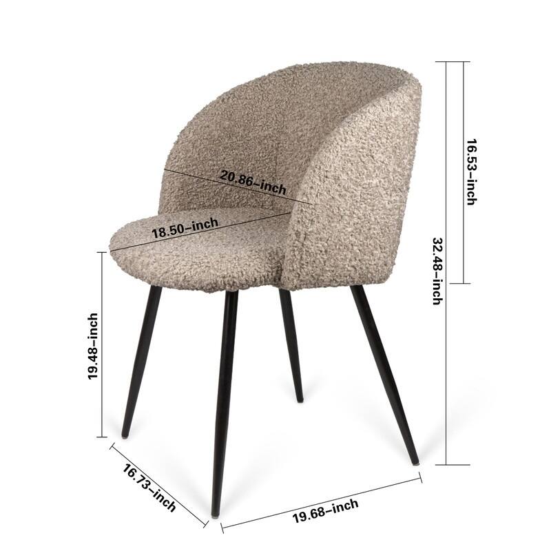 2-Piece Adjust Legs Upholstered Teddy Dining Chair