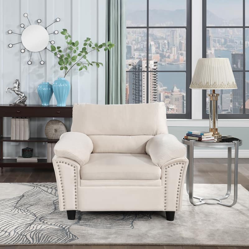 Mid-century Modern Upholstered Velvet Sofa Set with Armchair, Loveseat, 3-Seater Sofa