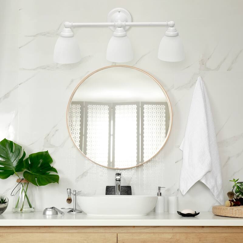 3-Light Vanity Light - Metal & Glass Shade Uplight Downlight - Bathroom, Hallway, Entryway Fixture - 9.5