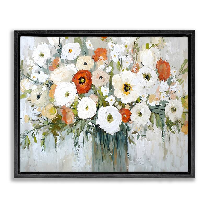 Stupell Ivory & Ruby Bouquet Framed Floater Canvas Wall Art Design By Franklyn Gregory - 21 x 17 - Black