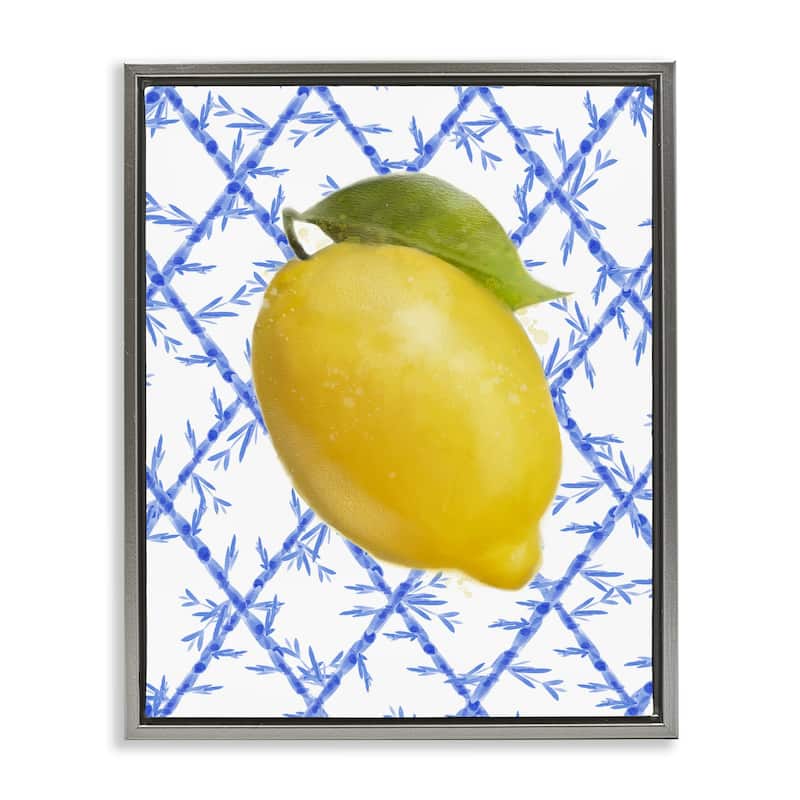 Stupell Lemon Over Bamboo Vines Framed Floater Canvas Wall Art Design By Matthew Piotrowicz - 17 x 21 - Grey