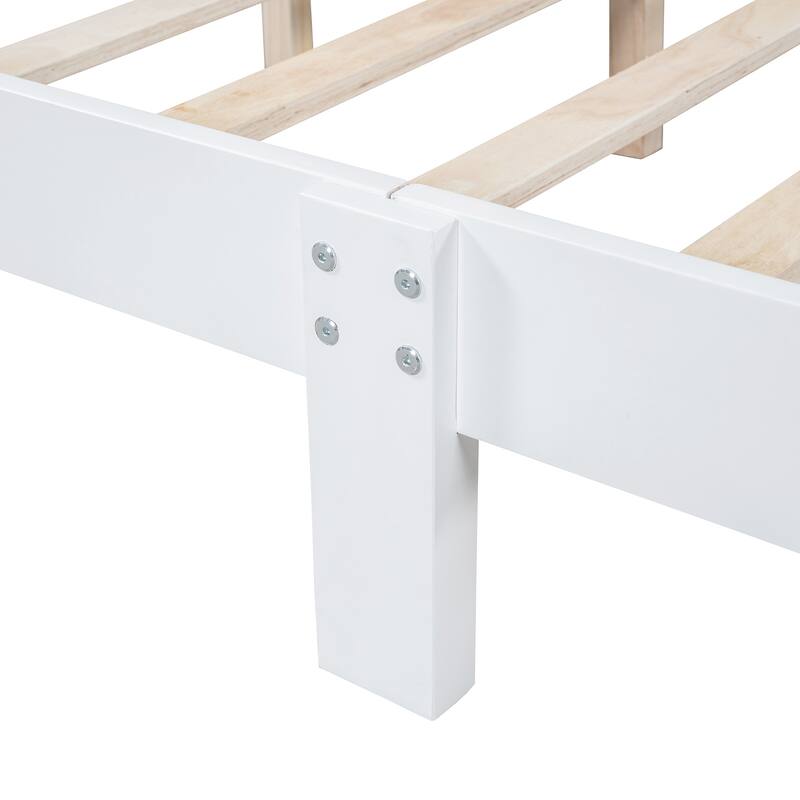 Wood Platform Bed Frame with Rectangular Headboard