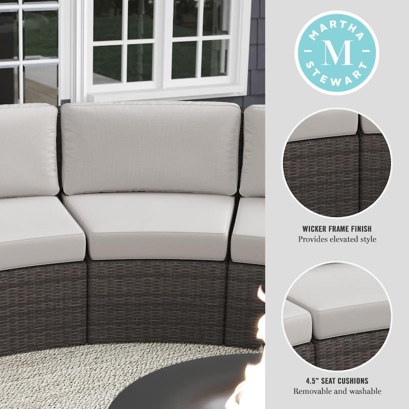 Martha Stewart 2PK Outdoor Modular Rattan Wicker Patio Curved Sectional Sofa Seats - 33"W x 31"D x 30"H