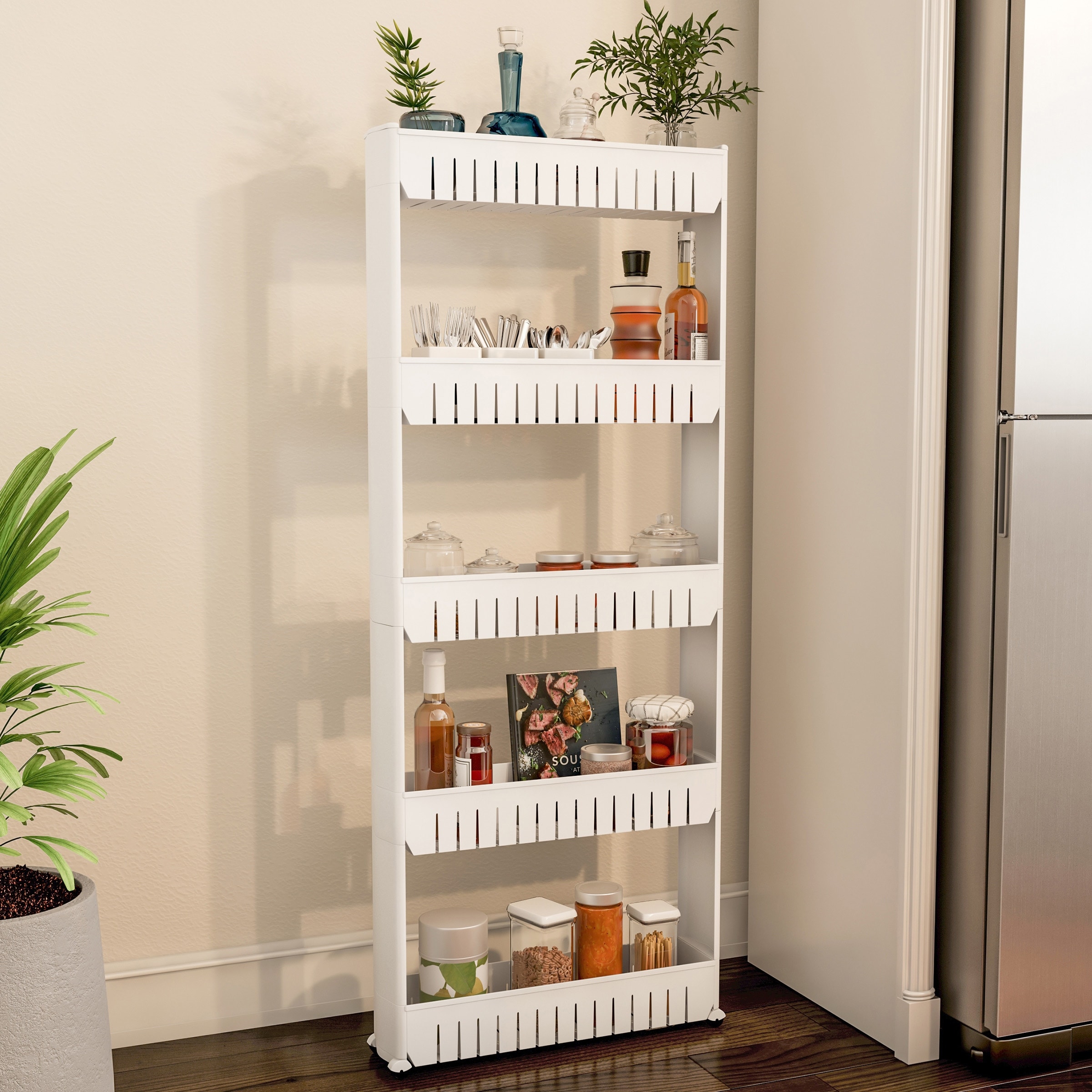 Slim Rolling Storage Cart Utility Cart with Wheels by Lavish
