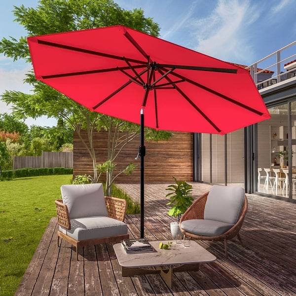 living accents 9 ft tiltable red market patio umbrella ft.  Hi-Pro Ace Supercentre quality polyester Living Accents 9 ft. Tiltable