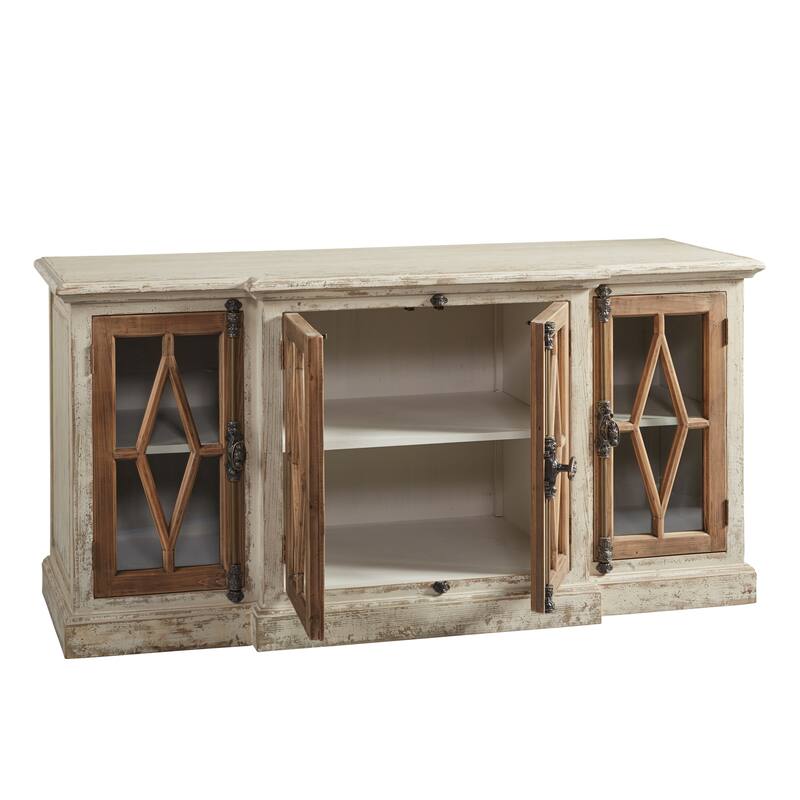 Dove Stalone Shabby Chic 64-inch Glass Front Server
