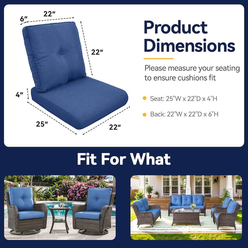 2 Pair Patio Soft Cushions for Outside