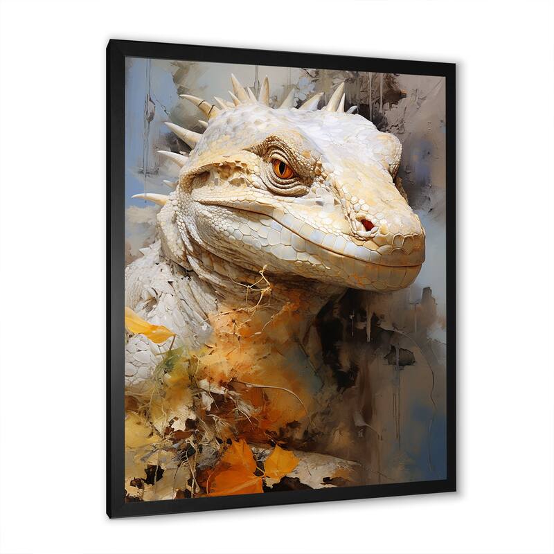 Designart "Curious Reptile Amphibian I" Reptile/Amphibian Framed Canvas Wall Art