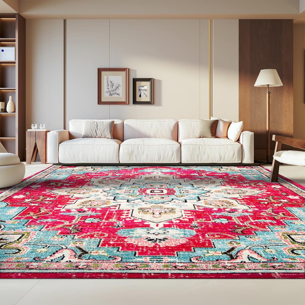 SAFAVIEH Madison Katelijne Boho Medallion Distressed Rug