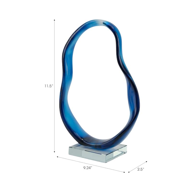 Resin Sculpture Statement with Crystal Base Home Decor - 12" Blue - 9.25" x 2.5" x 11.5"