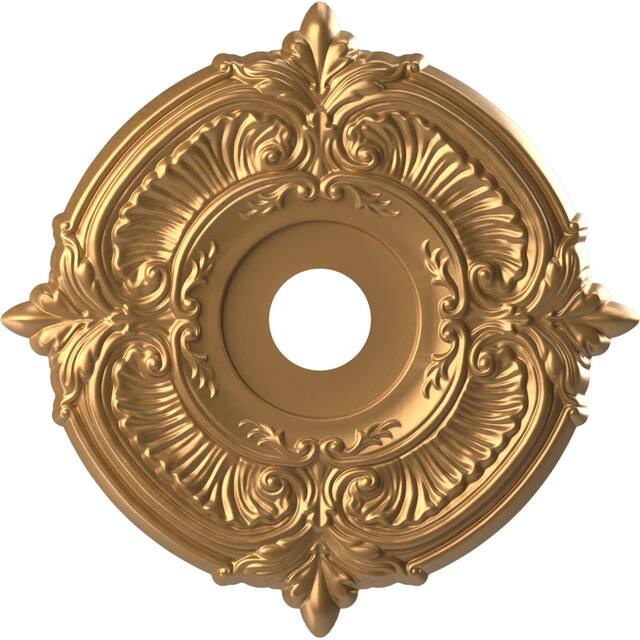 3 1/2" Inside Diameter - Attica Thermoformed PVC Ceiling Medallion - 19" Outside Diameter - Bright Coat Gold
