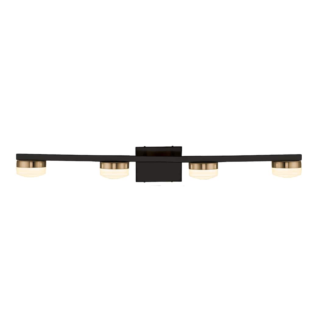 Justice Design Group Puck 4-Light LED Bath Bar Opal Glass Shade