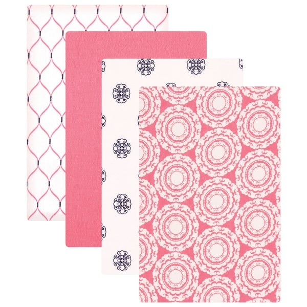 slide 1 of 1, Hudson Baby Infant Girl Cotton Flannel Receiving Blankets Set, Medallion, One Size - Medallion - One Size One Size - Medallion