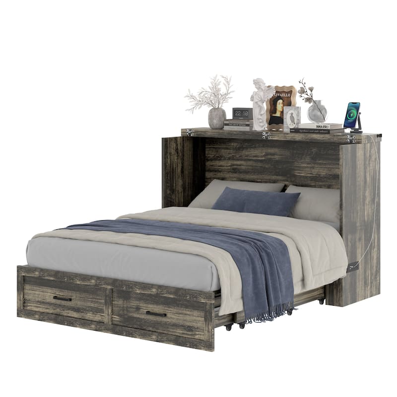 Murphy Bed Cabinet Queen Size with Charging Station