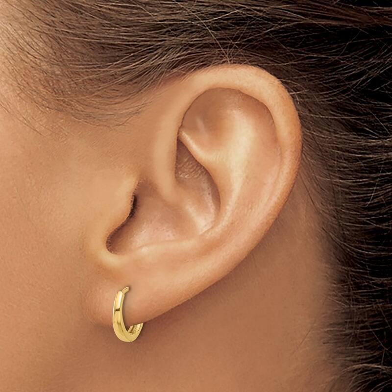 Curata 14k Yellow Gold Polished Hinged Hoop Earrings - 11.5x12.4mm
