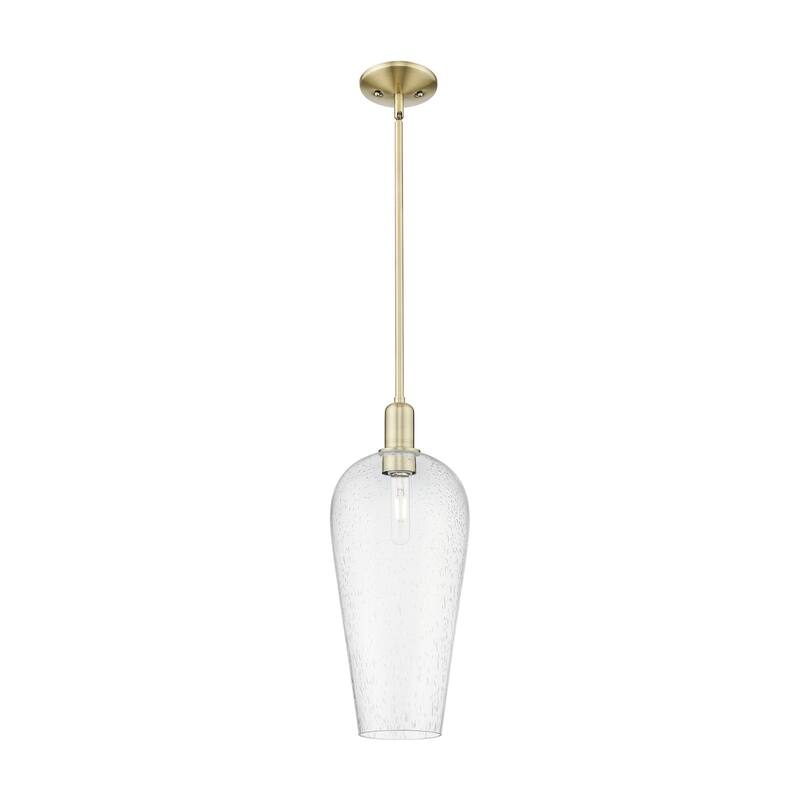 Innovations Lighting 716-1S-20-8 Chelsea Pendant Chelsea 8" Wide Mini - Antique Brass / Seedy Deco Swirl